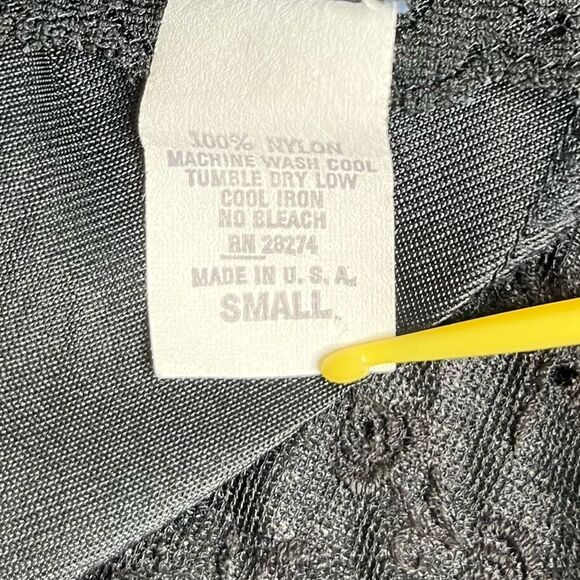 Vintage Black Lace Long Nightgown Surplice Neck Peignoir Women Size Small Nylon - Picture 8 of 12